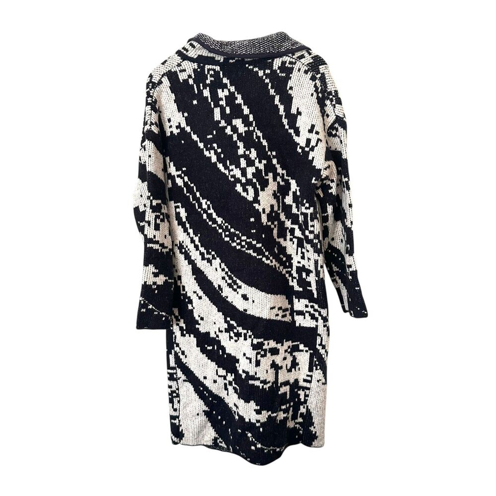 One Grey Day Patterned Wool Blend Long Cardigan N… - image 3